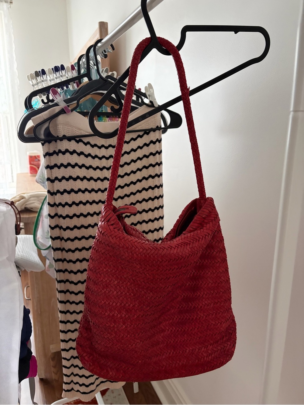 Handwoven Red Shoulder Bag - Timeless Everyday Tote